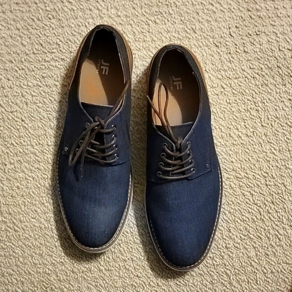 jf j.ferrar Blue and Brown Oxford Shoes with Suede Finish - Picture 1 of 7